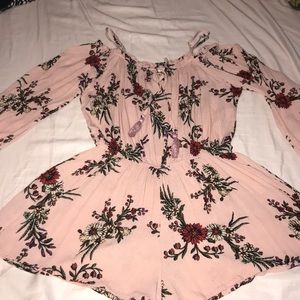 Pink floral romper